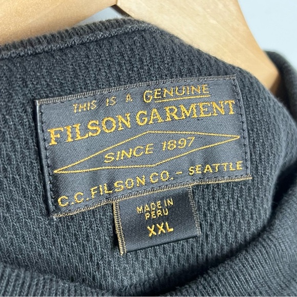 Filson Garment Black Waffle Knit Thermal Crewneck XXL - Picture 6 of 9